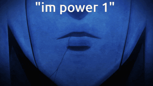 a close up of a person 's mouth with the words " i 'm power 1 " below it