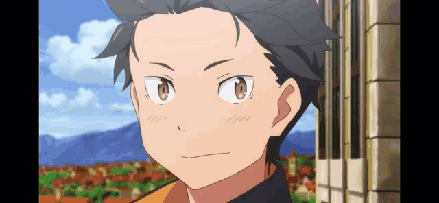 a close up of a anime character 's face
