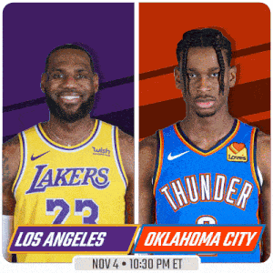 an advertisement for a basketball game between the lakers and thunder