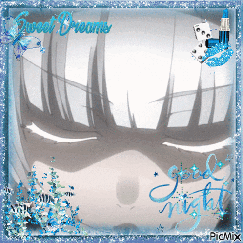 a picture of a girl with closed eyes and the words sweet dreams good night
