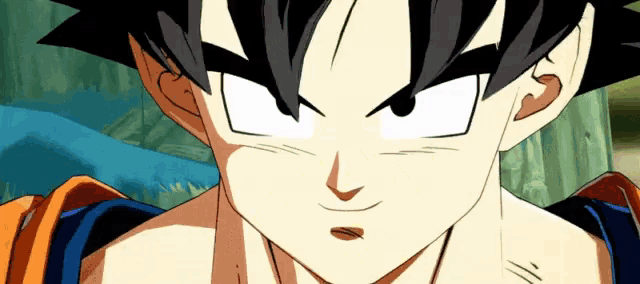 a close up of a cartoon character 's face with a blue background