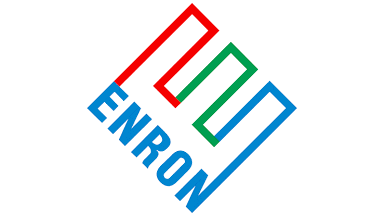 a blue red and green enron logo