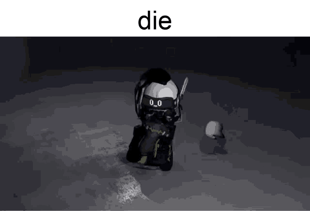 a picture of a robot with the word die on the top