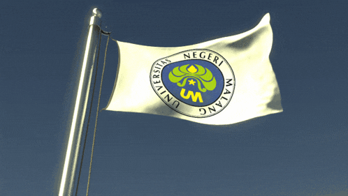 a university of malang flag is flying in the wind