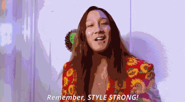 a cartoon of a woman with the words remember style strong on the bottom