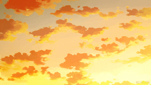 a painting of a sunset sky with the name mashiroshima on the bottom