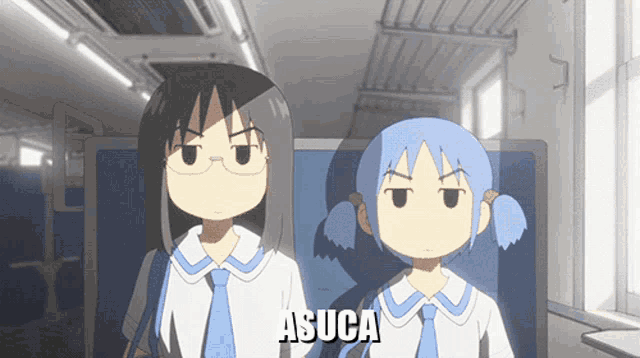 a couple of anime characters with the name asuca on the bottom