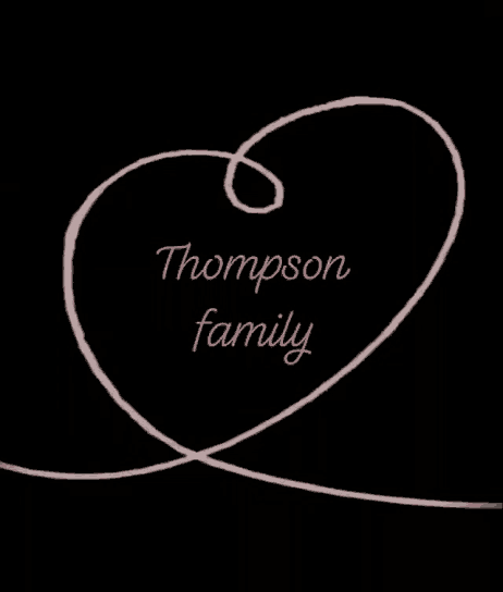 a swirl with the words thompson family on it