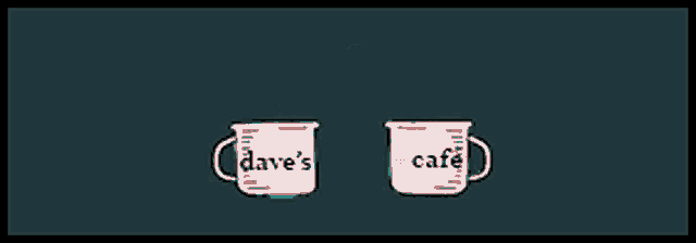 a cartoon of a man jumping into a cup of dave 's cafe