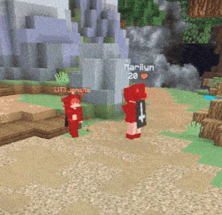 marilyn 20 is standing in a minecraft world next to a person