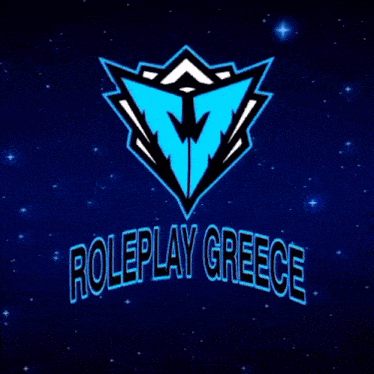 a logo for roleplay greece is on a blue background with stars