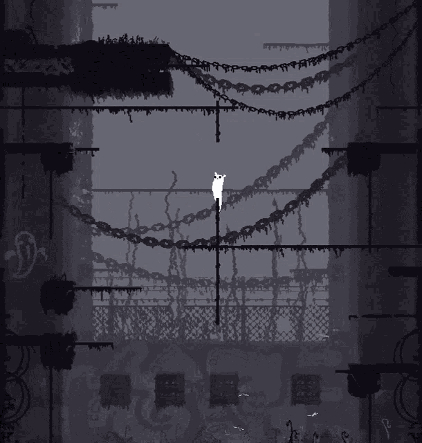 a drawing of a ghost in a dark room with chains