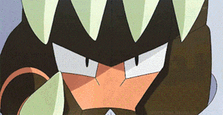 a close up of a cartoon character 's face with green teeth