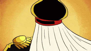 a cartoon drawing of a man with a cape and a hat