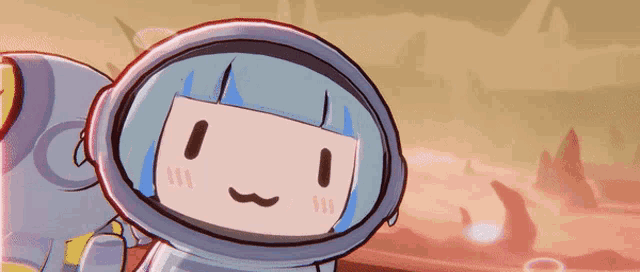 a cartoon drawing of a girl with blue hair