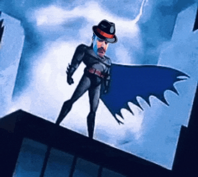 a cartoon drawing of a man in a batman suit