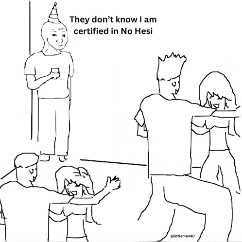 a black and white drawing of a group of people with the caption they don t know i am certified