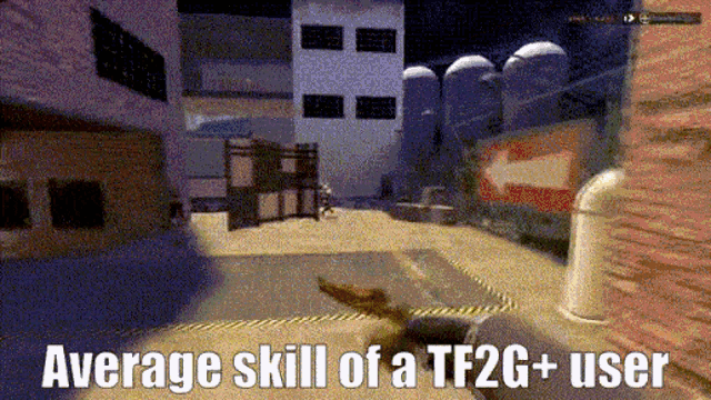 a screenshot of a video game with the words " average skill of a tf2g + user "
