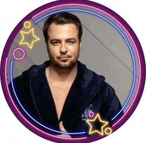 a man in a robe is in a neon circle