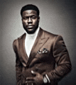 a man in a suit and turtleneck is standing in front of a gray wall .