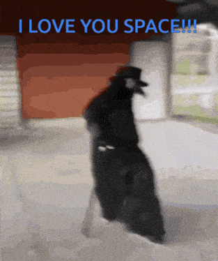a blurred image of a man with the words " i love you space " on the bottom