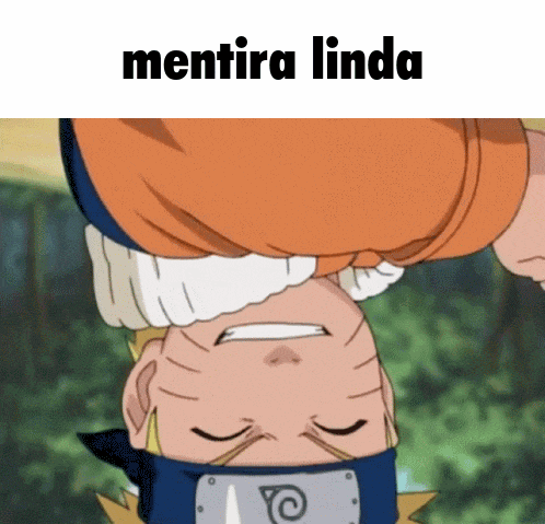 a cartoon character is hanging upside down with the words mentira linda above him