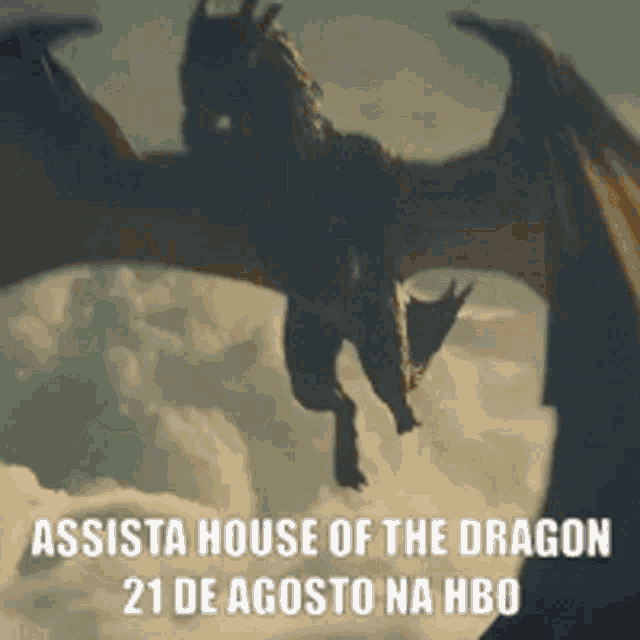 a poster for assista house of the dragon with a dragon flying through the air