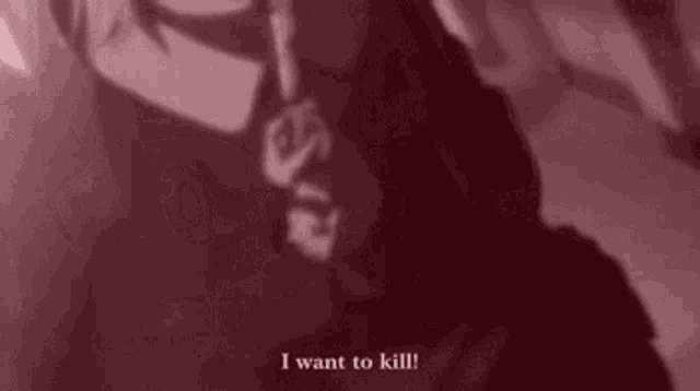 a close up of a person 's face with the words `` i want to kill '' .