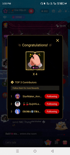 a congratulations screen is displayed on a phone screen