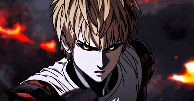 a close up of a person 's face with a glowing yellow eye