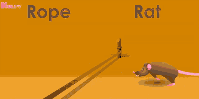 a cartoon of a mouse being pulled by a rope
