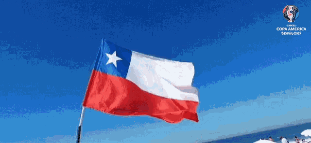 a red white and blue flag with the word copa america on the bottom right