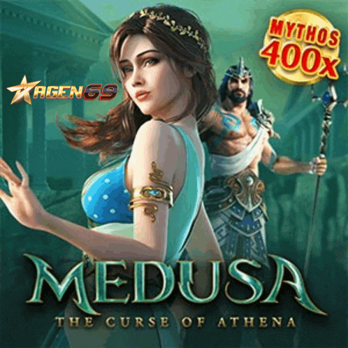 a poster for medusa the curse of athena has a woman and a man on it