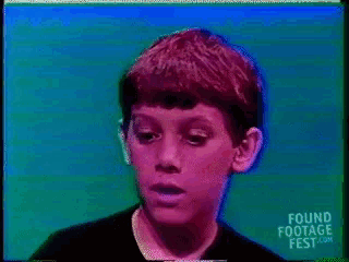 a young boy says something else in front of a screen that says found footage fest