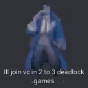 a pixel art of a man in a blue coat standing in a dark room .