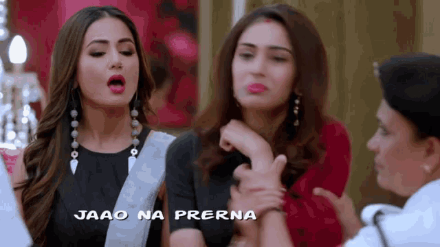 a group of women standing next to each other with jaao na prerna written on the bottom right