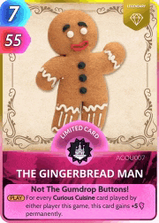 a card with a gingerbread man on it that says not the gumdrop buttons