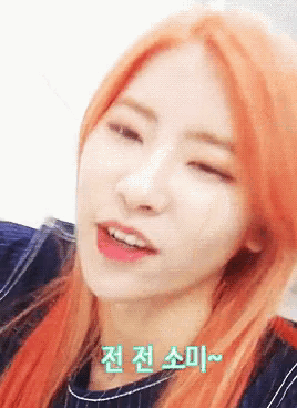 a close up of a woman 's face with korean writing on the bottom right