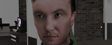 a man in a green shirt looks at the camera