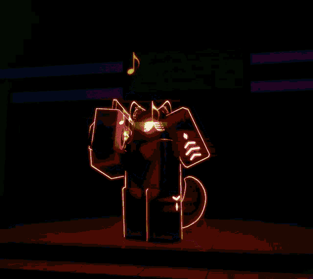 a yellow glowing cartoon character with a music note on his head