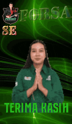 a forsa logo with a woman in a green shirt