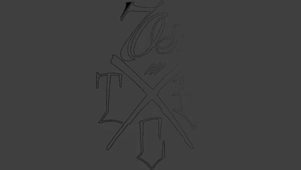 a black and white drawing of a cross with the letter t