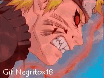 a close up of a cartoon character 's face with red eyes and blood coming out of his mouth .
