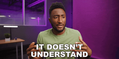 a man in a green shirt says " it doesn 't understand "