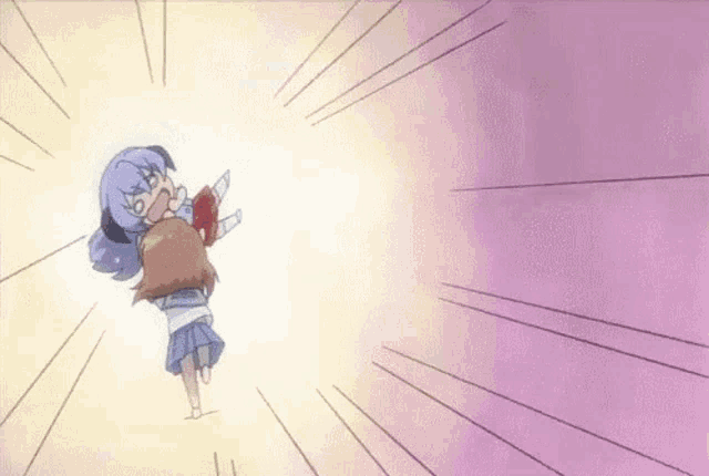 a little girl is flying through the air with a heart in her hand .