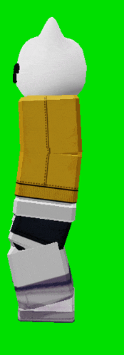 a cartoon character is wearing a yellow sweater and white pants