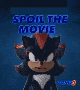 a poster for sonic 3 the hedgehog shows shadow the hedgehog