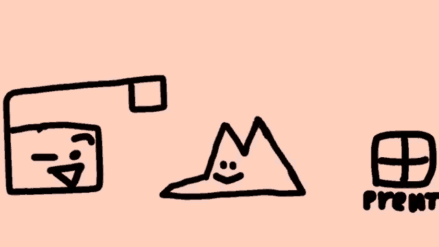 a drawing of a mountain and the word prent