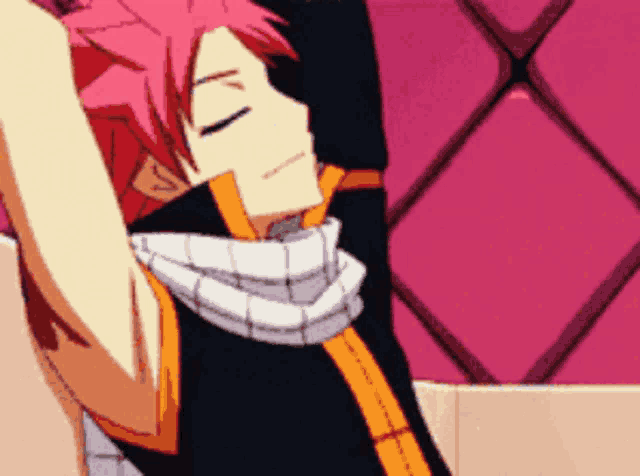 a cartoon character with a scarf around his neck is sleeping