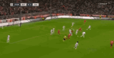 a soccer game is being played in a stadium with a banner that says canal +